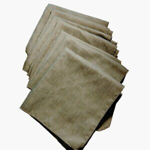 Sage Green Cloth Napkins Patterned Weave Autumn Fall Thanksgiving lot 7 Vintage